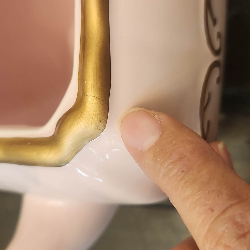 Elegant Pink Cube Teapot with Brush Gold Accents - Picture 5 of 5